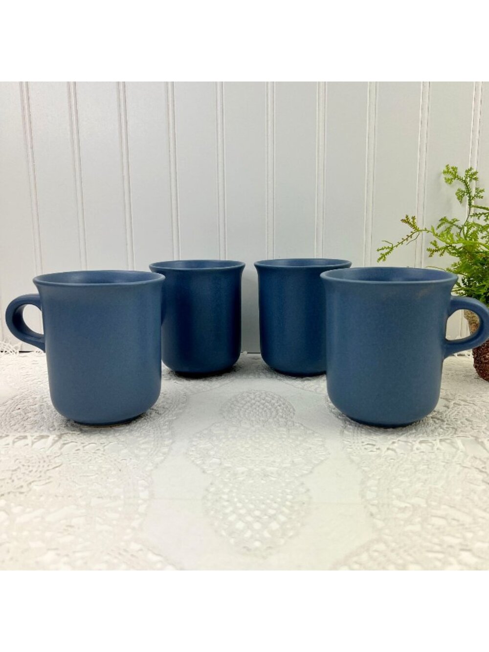 Dansk International Set of 4 Tea/Coffee Mugs 10 oz Stoneware Blue Portugal